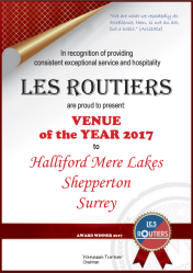 Les Routiers Venue of the Year 2017 Certificate